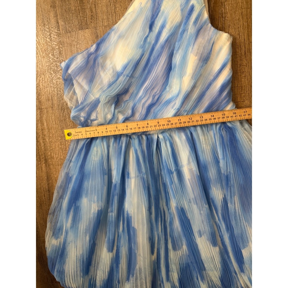 Hutch One Shoulderβ Bubble Mini Dress Blue White Abstract Print Size 10 EUC - Picture 6 of 8